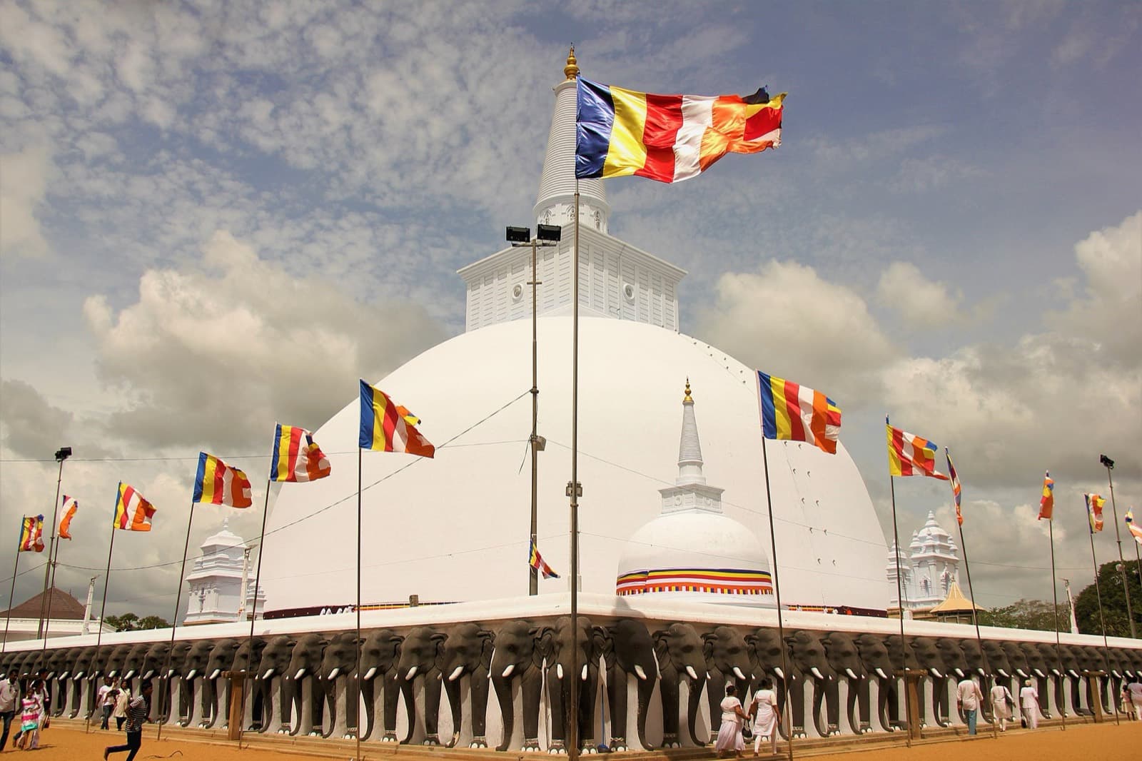 Anuradhapura, a working pilgrimage site rather than a museum. Dress accordingly.